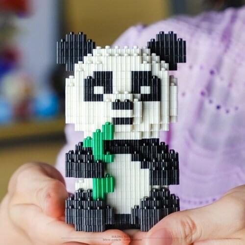 Panda Small Building Block Cute Panda Brick Modle Educational Animal Assemble Toys For Children Birthday Gift Home Decoration