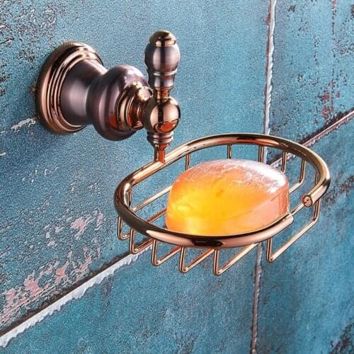 European Solid Brass Soap Dishes Round Base Soap Dish Bronze Porcelain Soap Net Vintage Bathroom Accessories Products