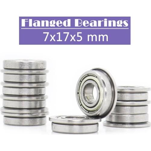 F697ZZ Flange Bearing 7x17x5 mm ABEC-1 ( 10 PCS ) F697 Z ZZ Flanged Ball Bearings