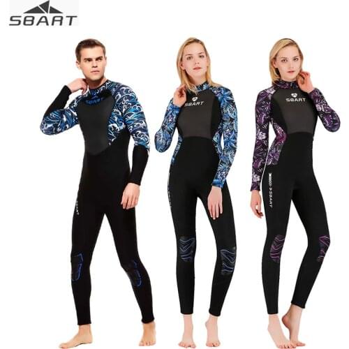 Sbart 3mm Full Body Wetsuit Neoprene Couple Spearfishing Surf Diving Suit Scuba Dive One-piece Sun Protection Thick Wetsuits