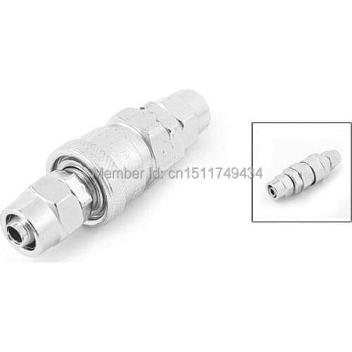 5mm x 6mm Chrome Plated Brass Air Pneumatic Tube Connector Quick Coupler Joint 2pcs