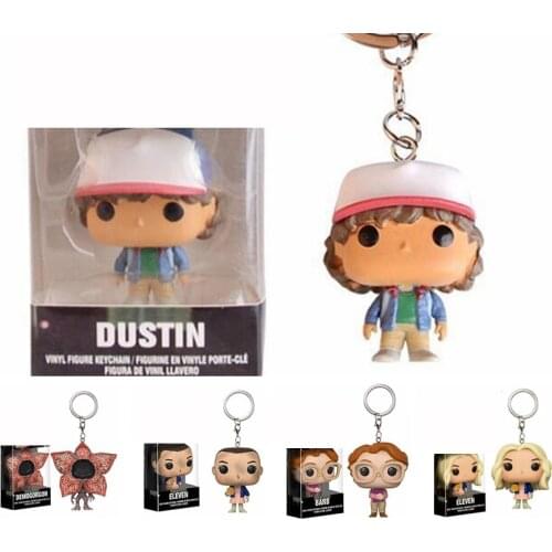 Funko Pop Pocket Stranger Things Keychain Eleven Dustin Barb Demogorgon Action Figures Toys