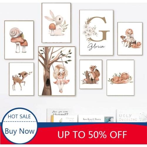 Canvas Painting Wall Art Custom Baby Name Personalized Girl Posters and Prints Cartoon Room Decor Pictures for Home Decoration