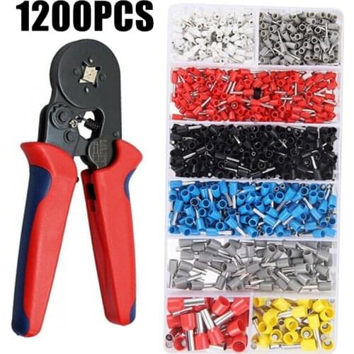 1200pcs/Box Wire Terminals Crimp Connectors Insulated Cord End End Ferrules + 1PC Wire Crimper