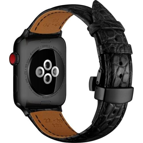 France alligator leather strap for Apple watch band 44mm 40mm iwatch band 42mm 38mm TOP Process bracelet Apple watch 3 4 5 se 6