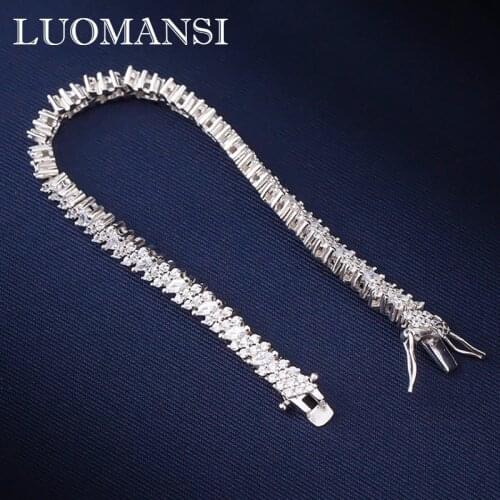 Luomansi Creative Full High Carbon Diamond Bracelet 100% S925 Sterling Silver Jewelry Party Wedding Birthday Woman Gift
