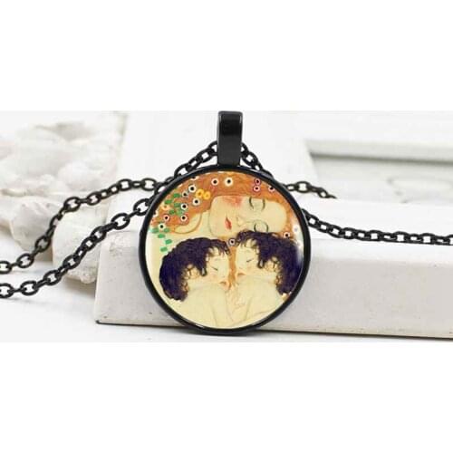 Cross-border for Van Gogh painting starry series crystal glass necklace fashion art accessories