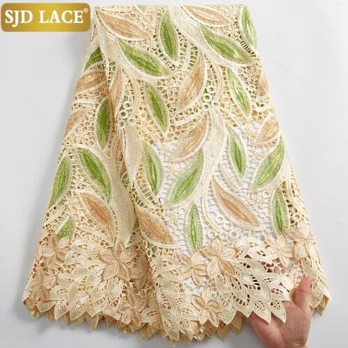SJD LACE Embroidery Soft Skin Guipure Cord Lace 5 Yards Holes Cord Lace Fashionable Water Soluble African Lace Fabric Sew A2477