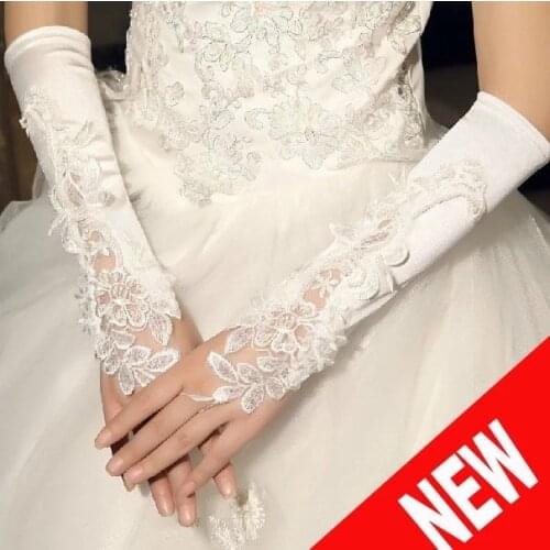 Lace white fingerless fashion flower long women princess girl bridesmaid dancing performance gloves