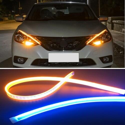 LED DRL Light Strip Car Daytime Running Colorful Flexible Turn Signal Yellow Brake Side Lamps Auto Headlight Accessories 12V