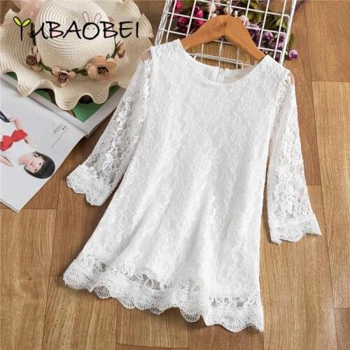 Summer Fashion Korean Children Clothing Girls White Rose Flower Lace Dress Princess Mini Dresses Kids Clothes for teenage girl