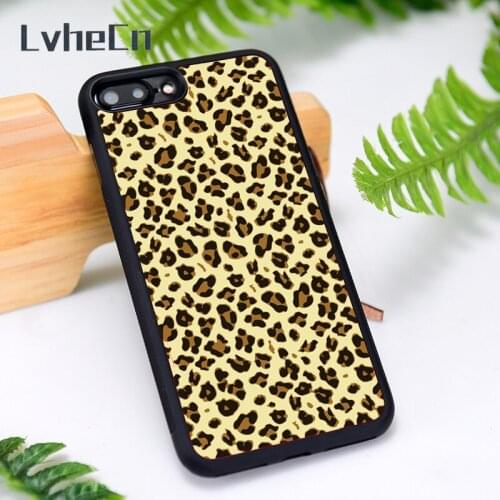 LvheCn Silicone Rubber Phone Case Cover for iPhone 6 6S 7 8 Plus X XS XR 11 12 Mini Pro Max Black Beige Tan Leopard Skin