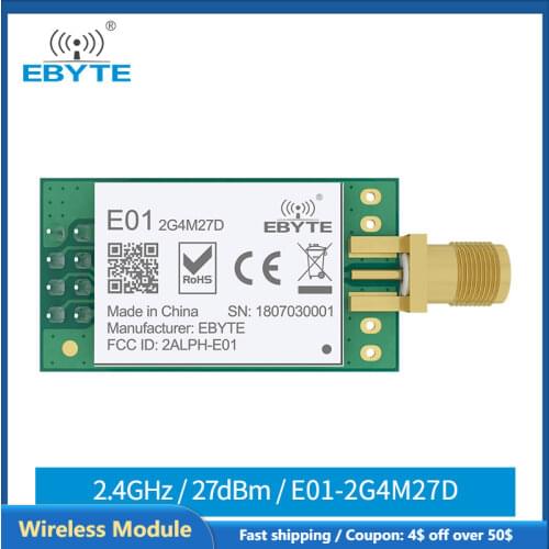 E01-2G4M27D nRF24L01 PA LNA nRF24L01P Chip Spi Module 2.4G 27dBm Wireless Transceiver Module Long Distance Small Size Smart Home