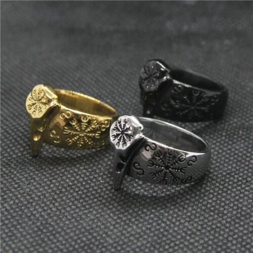 Drop Ship 7-13 Bird Skull Ring 316L Stainless Steel 3 Color Mens Polishing Skull Ring