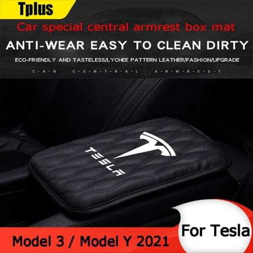 Tplus 2021 New Armrest Box Cushion For Tesla Model 3 Car Comfortable Interior Protective Film Model Y Styling Accessories