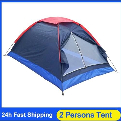 2 Persons Camping Tent Single Layer Beach Tent Outdoor Travel Windproof Waterproof Awning Tent Summer Tent with Bag RU Stock