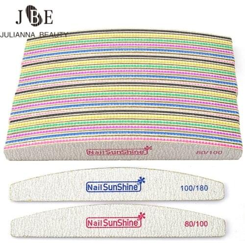 25Pcs Nail File Curved Banana Color Nail Buffer Polish Sandpaper 80/100/150/180/240/320 Buffing Unha Limas Para Manicure Tool