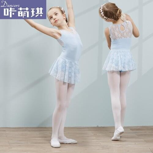 Girls Dance Dress Children Dance Practice Suit Short Sleeves Baby Sleeveless Ballet Lace Skirt Grading Dress Summer Wear B-6286