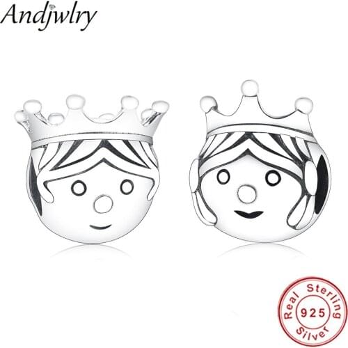 Fit Original Charm Bracelets 925 Sterling Silver Queen King With Crown Beads Charms DIY Jewelry Making Berloque