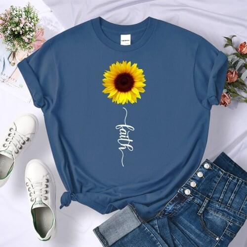 Sunflower Cartoons Fashion Print T-Shirts Female Fashion Brand T-Shirts Hip Hop Oversize Tshirt Casual Brand Womens T-Shirts