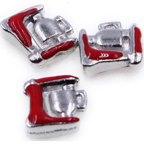 Red Coffee Machine Floating Charms For Living Memory Glass Floating Locket Pendants Necklace DIY Accessories 10pcs/lot