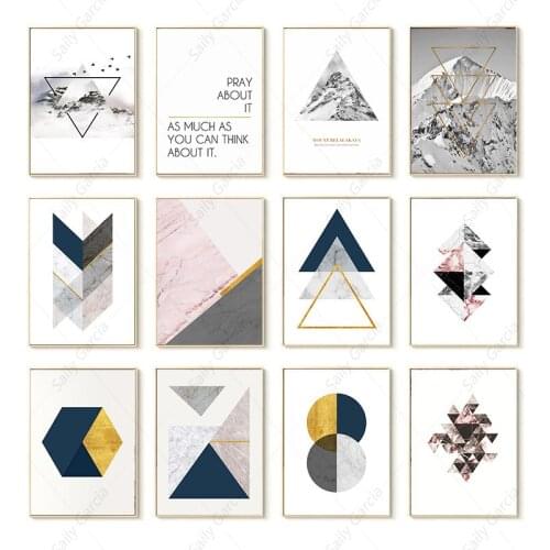 Nordic Poster Home Interior Decor Mountain Peak Landscape Geometric Art Canvas Painting for Living Room Wall Cuadros Decoration