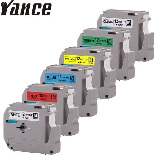 Yance Compatible brother label printer MK 231 MK-231 black on white 12mm strong adhesive brother label tapes for ribbon printer