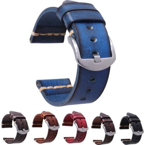 Hand Made Vintage Vegetable Tanned Leather Watch Strap 18mm 20mm 22mm 24mm 26mm Retro Leather Watch Band Bracelet for Men Women