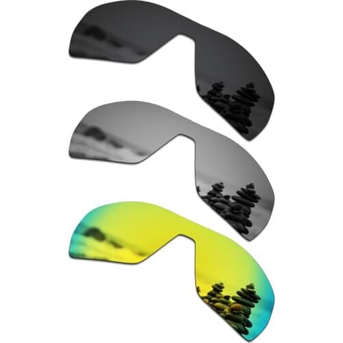 SmartVLT 3 Pieces Polarized Sunglasses Replacement Lenses for Oakley Offshoot Stealth Black & Silver Titanium & 24K Gold