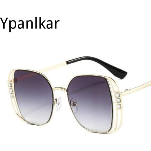 Square Sunglasses Women Brand Designer Retro Metal Big Frame Sun Glasses For Men Vintage Gradient