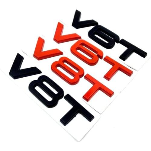 V6T V8T Metal Emblem Badge Car Decals and Stickers for S3 S4 S5 S6 S7 S8 A4L A5 A6L A7 Q3 Q5 Q7