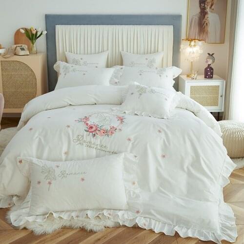High-End Embroidery Duvet Covers Set Queen King Size 100% Cotton Comforter Cover Set Princess Bedding Set 4/7pcs