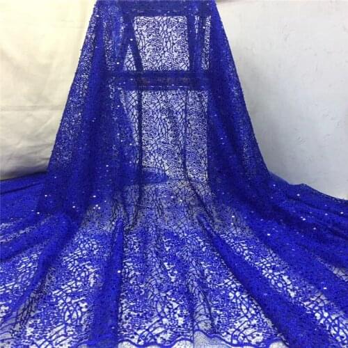 High Quality African Lace Fabric royalblue French Net Embroidery Tulle Lace Fabric For Nigerian Wedding Party Dress x15-25