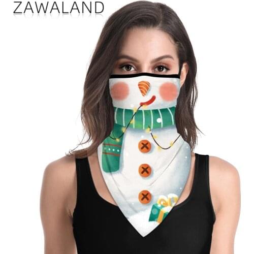 Zawaland Funny Snowman Printed Balaclava Bandana Unisex Men Women Face Scarf Fishing Ski Snowboard Triangular Scarves