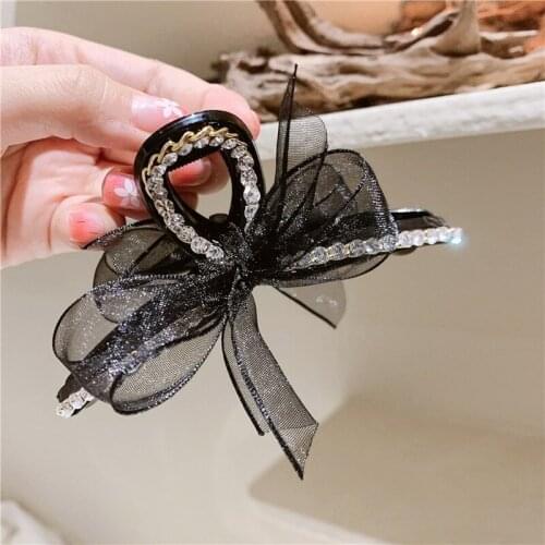 Bow Tie Clip Grabbing Clip Grab Ladies Hair Accessories Diamond Headwear Hair Claw Acsesorios Para El Cabello