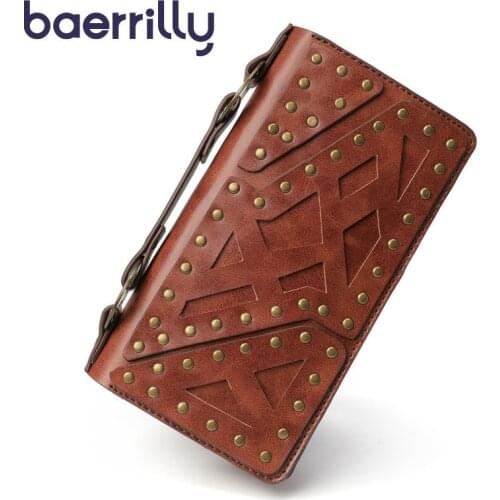 2020 Rivet Women Wallets With Phone Case High-capacity Rfid Card Holder Women Wallet Long Clutch Bags Purses And Handbags Luxury