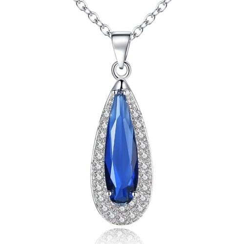 Ladies Pendant Long Drop Shape Zircon Necklace Necklace Fashion Glamour Bag Set Colorful Hanging Necklace Fashion Jewelry