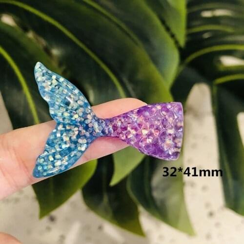 1Pcs Shiny Mermaid tail Resin Cabochons Accessories For Hair Clothing Shoes Planar Resin DIY Home Decoration