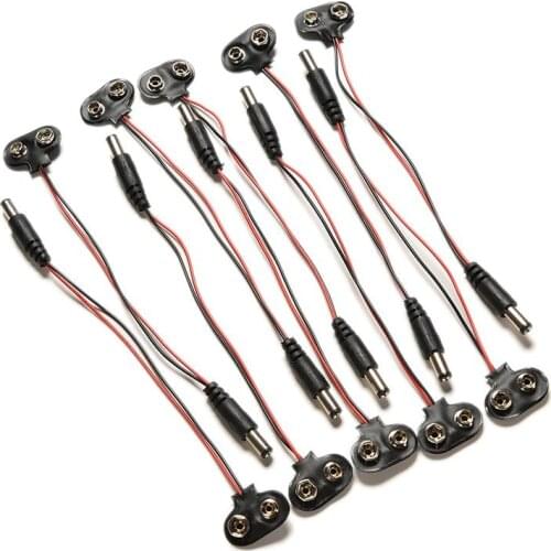 18cm 9V DC Battery Power Cable Plug Clip Barrel Jack Connector For Arduino DIY T Type