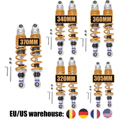 2pcs 305mm Spring 8mm Design Yellow Motorcycle Scooter Motor Bike ATV Quad Rear Shock Absorber Rear Suspension Bumper D30