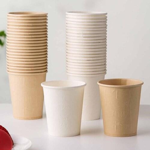 20/40Pcs Natural Bamboo Fiber Paper Disposable Cups Wedding Birthday Party Juice Tea Coffee Cup Tableware Stand Hot Eco-friendly