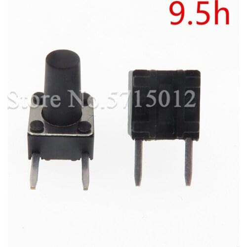 200PCS/LOT 6*6*9.5mm Black Mini Push Button Momentary Tact Button Switch Copper feet Side Two Pin DIP micro switches