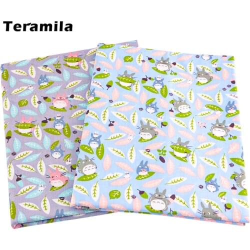 Teramila Sky Blue 100% Cotton Fabric Twill Fat Quarter Leaves Designs Home Textile Material Bed Sheet Patchwork