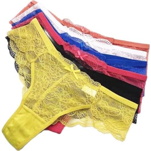 6 Pcs/Lot New Arrival Lingerie Womens Sexy Transparent Lace Panties M L XL 9419