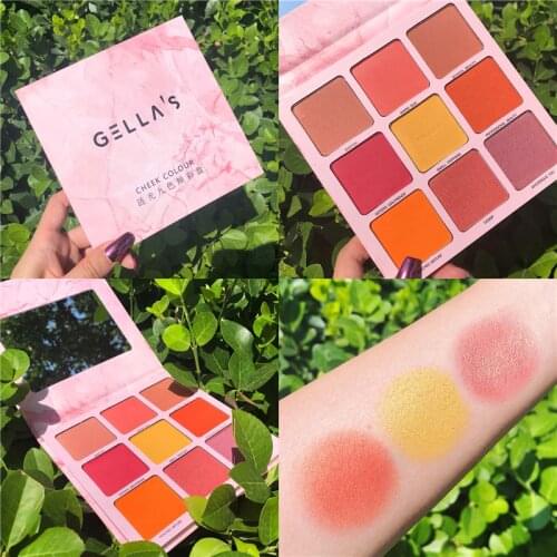 9 Color Face Cheek Blusher Palette Shimmer Eyeshadow Palette Blush Cosmetic Highlighter Bronzer Foundation Concealer Contour