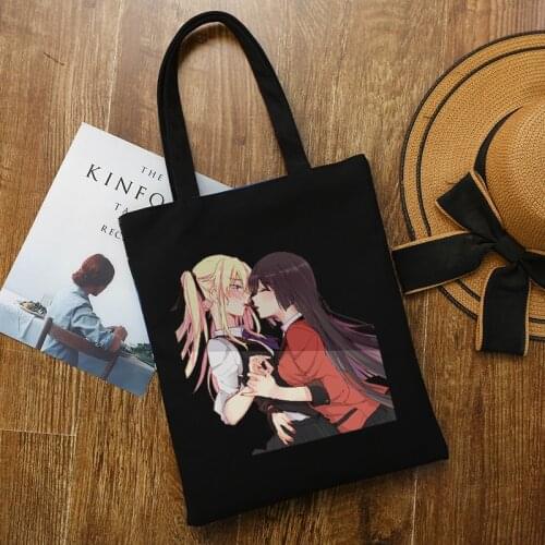 Anime Kakegurui Yumeko Jabami Fashion Canvas Bag Shopper Harajuku Goth Top Large Capacity Women Bag Vintage Handbag Shoulder Bag