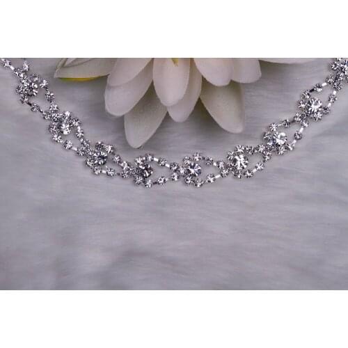 Free Shipping 5 yards Crystal Rhinestone Trim, Rhinestone Applique, Wedding Applique,Rhinestone Chain MALI020