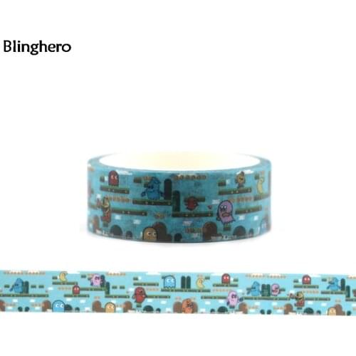 Blinghero Cartoon 15mmX5m Print Masking Tape Adhesive Tapes Washi Tape Funny Decorative Tapes Stationery Decal BH0054