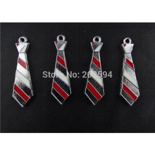 AE242 20pcs Mixed Enamel Tie Charms Pendants Bracelet Charms 39x10mm