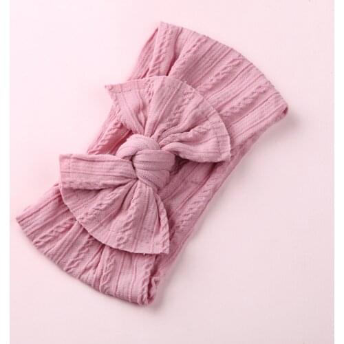 Cable knit Knot Bow Nylon Headbands Soft head wraps, Pompom Trim Wide Nylon Turban Headband Baby Girls Hair Accessories